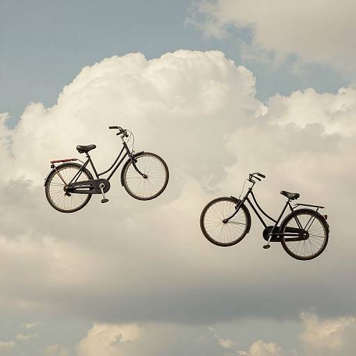 Floating Bicycles Amid Dreamy Clouds