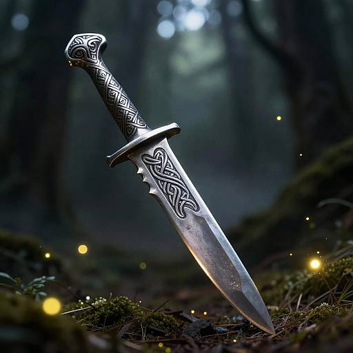 Intricate Celtic Silver Sickle Fantasy