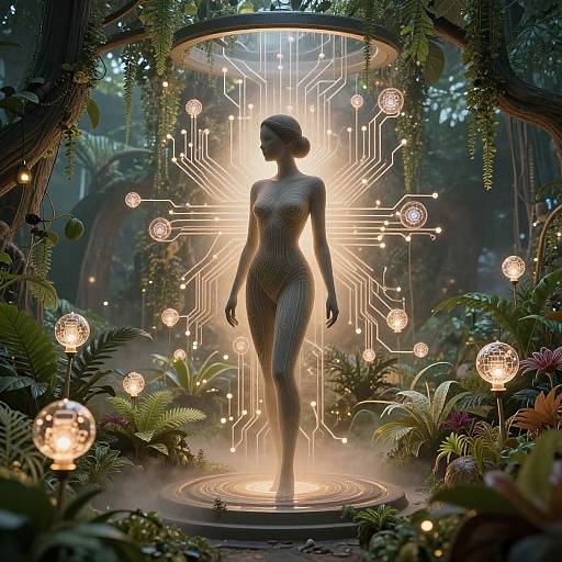 AI Muse in Floating Circuit Garden