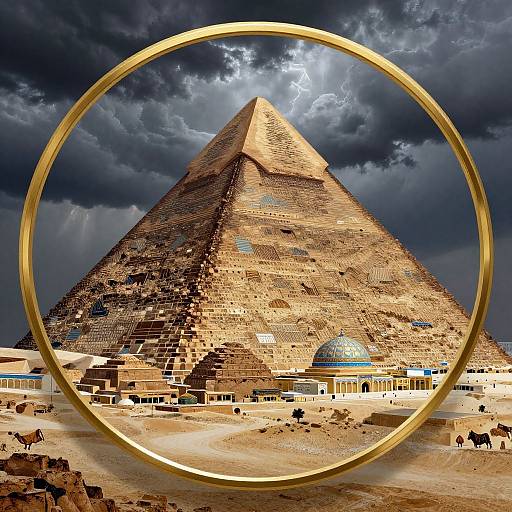 Intricate Mosque Landscape Inside Pyramid