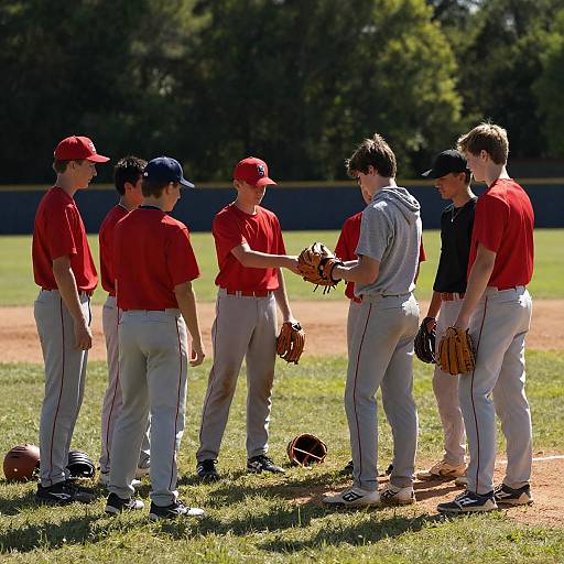 Teenage Boys' Circle in Grassy Field