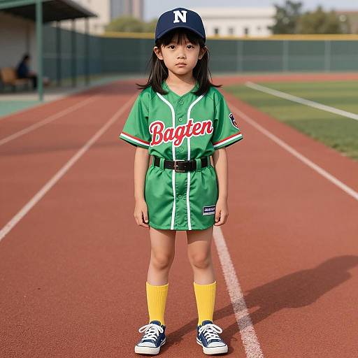 Young Girl in Halloween Baseball Costume