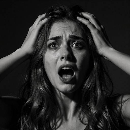 Dramatic Portrait of Fear and Shadows