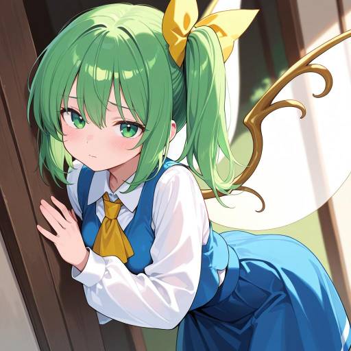 Enchanting Fairy Girl with Green Features