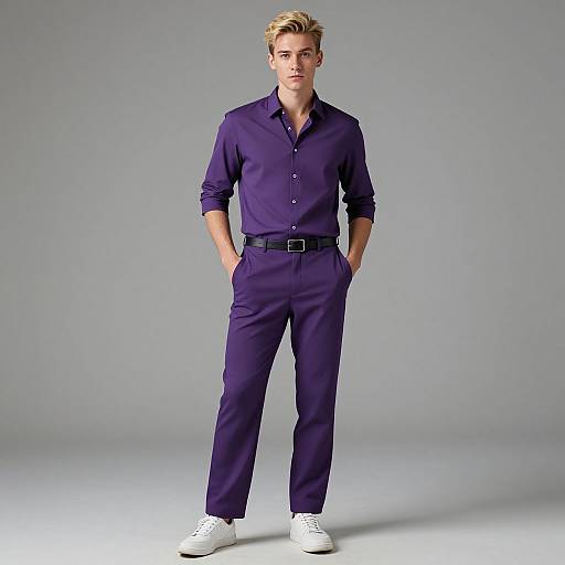 Realistic Blonde Male in Purple Pants