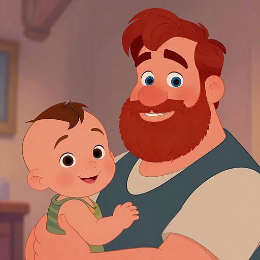 Father and Infant Son Digital Illustration