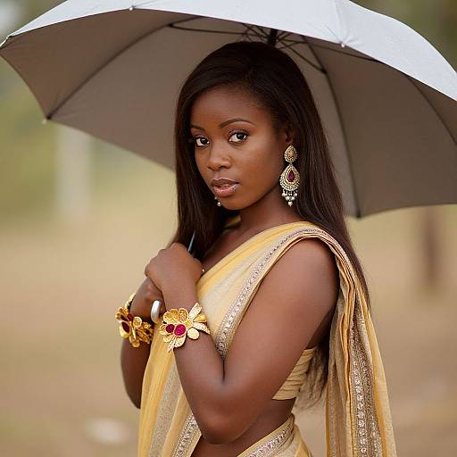 Elegant Dark-Skinned Woman in Churidar