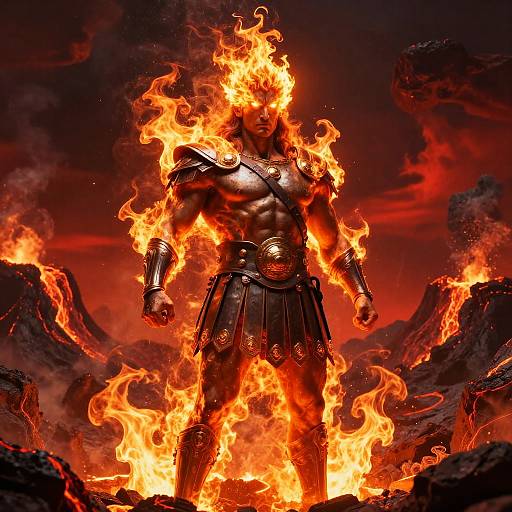 Ares God of War in Flames