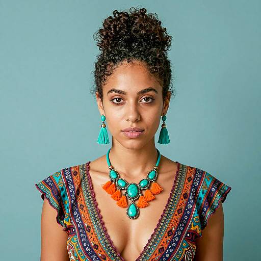 Elegant Portrait of a Woman in Teal