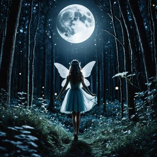 Fairy in Enchanted Forest at Night