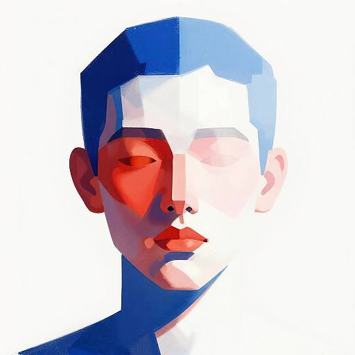 Color-Blocked Fragmented Abstract Head Portrait