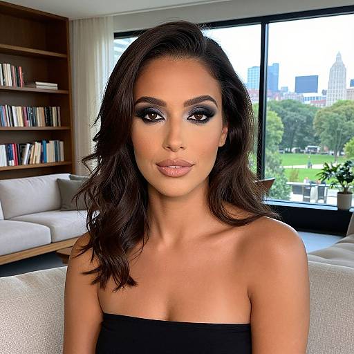 Elegant Woman in Modern Living Room