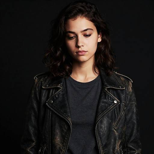 Moody Portrait of Young Woman in Jacket