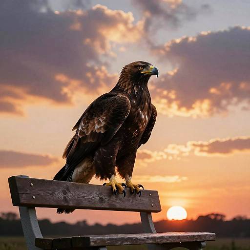 Majestic Eagle on Park Bench