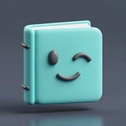 Bright Cyan Book Emoji 3D Render