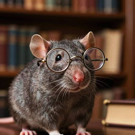 Detailed Rat Portrait with Glasses