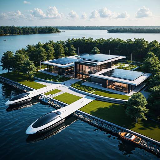 Ultra-Modern Smart Lakefront Mansion with Drone Docks