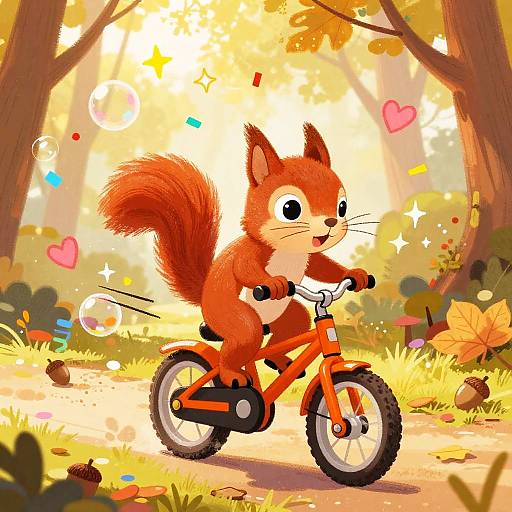 Playful Red Squirrel Riding Mini Bike