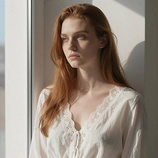 Young Woman by Bright Window