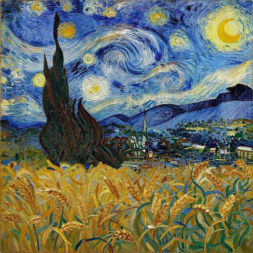 Van Gogh Inspired Rural Wheat Landscape