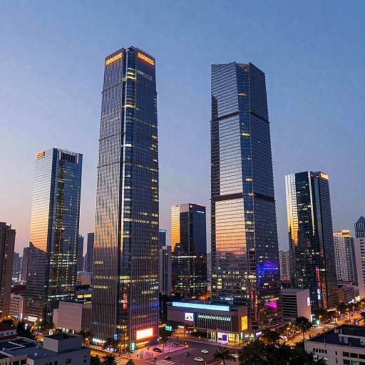 Futuristic Cyberpunk Cityscape at Dusk