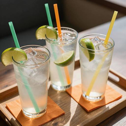 Refreshing Drinks in Sunlit Glasses