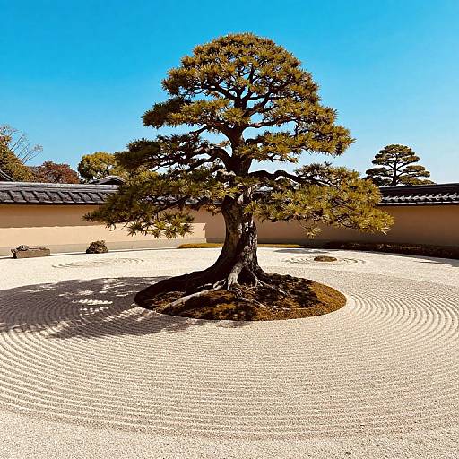 Tranquil Zen Garden with Bonsai Tree