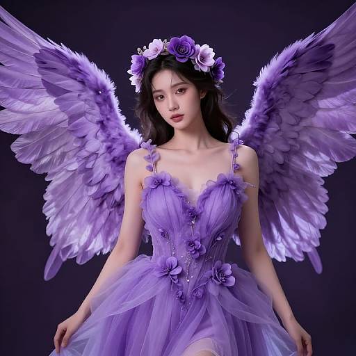 Female Angel with Purple Wings