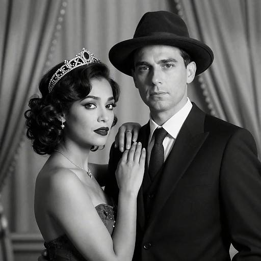Elegant Vintage Couple in Black and White