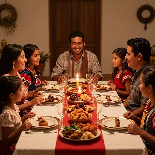 Smiling Mexican Family Festive Meal