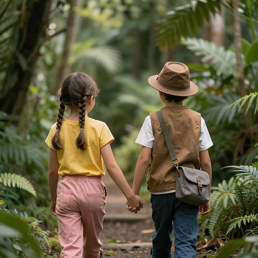 Children Adventuring in a Lush Jungle
