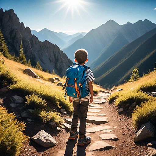 Confident Child Adventurer on Mountain Trail