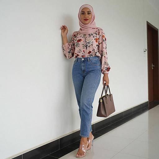 Stylish Woman in Pink Hijab Pose