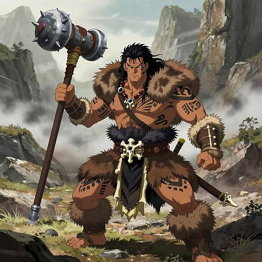Savage Barbarian Chieftain Anime Art