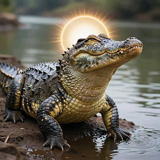 Majestic Jesus Crocodile by River