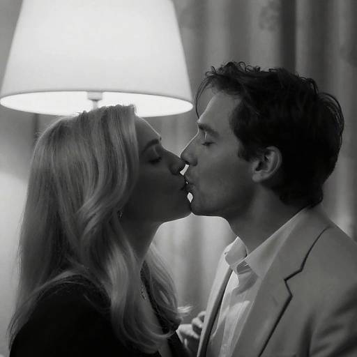 Romantic Black-and-White Kiss Portrait