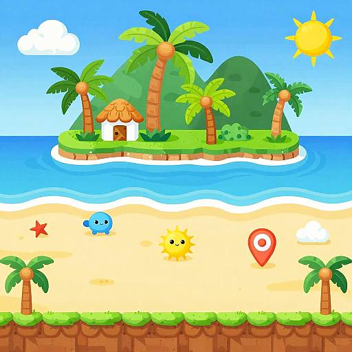 Colorful Polynesian Island Platformer Sprites