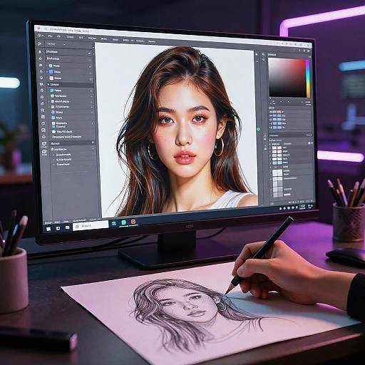 Futuristic AI-Enhanced Digital Art