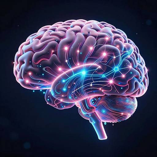 Neon Cybernetic AI Brain Visualization