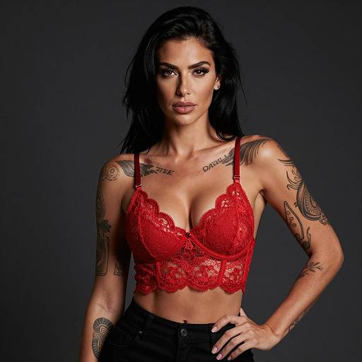 Intense Portrait of a Tattooed Woman