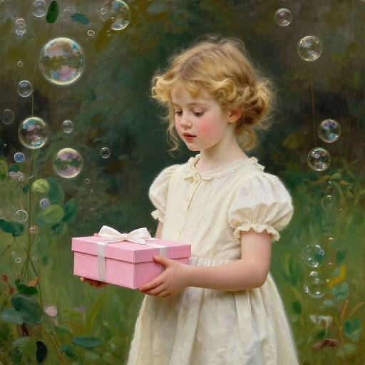 Whimsical Vintage Oil Painting Girl