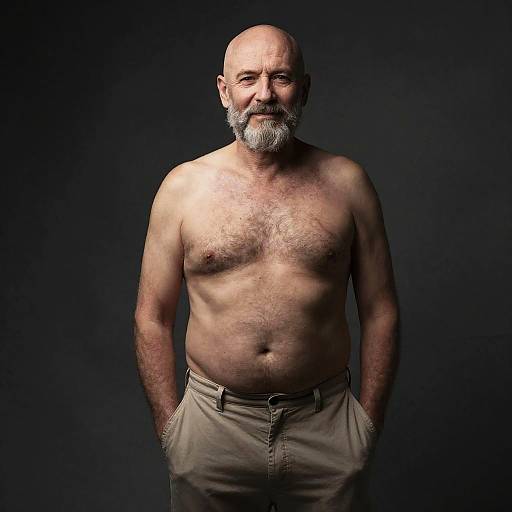 Moody Portrait of Older Bald Man