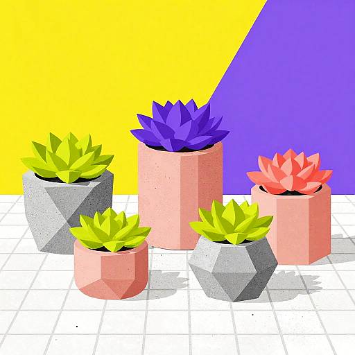 Mid-Century Geometric Succulent Arrangement