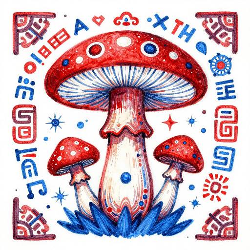 Aztec Sacred Mushroom Art
