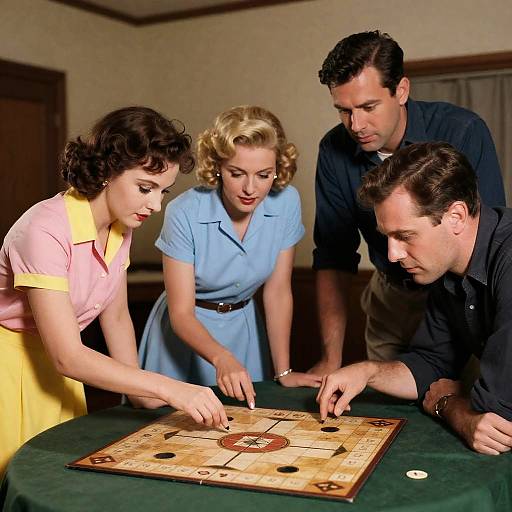 1950s Group Playing Board Game