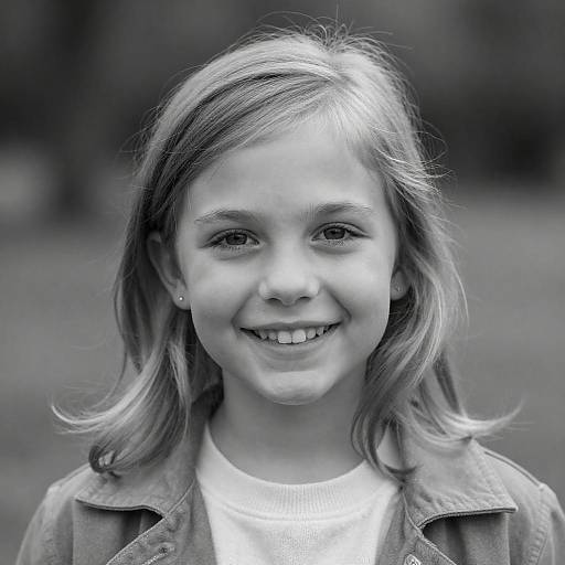 Charming Young Girl in Black and White