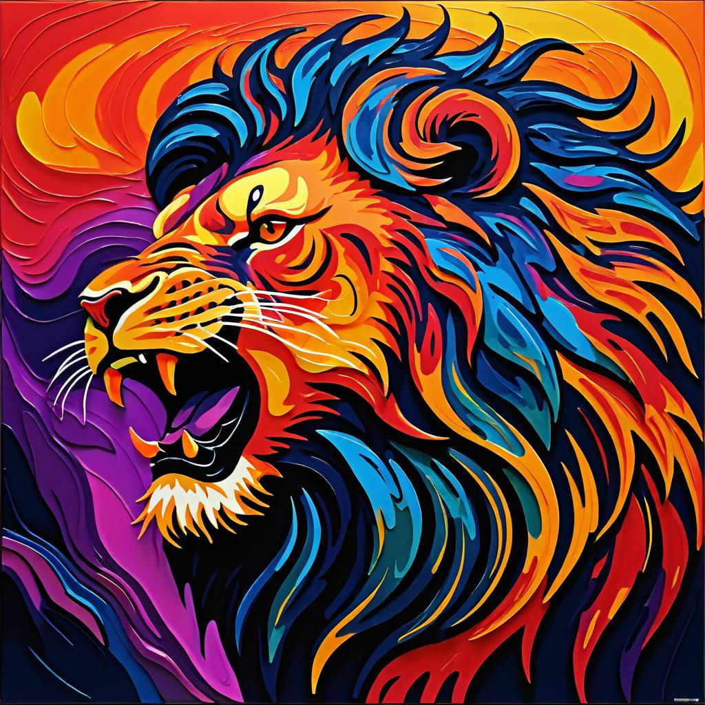 Molten Lava Lion in Expressionist Style