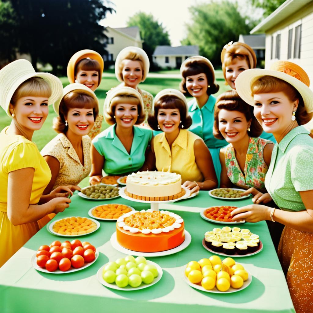 Retro 1960s Neighborhood Party Scene