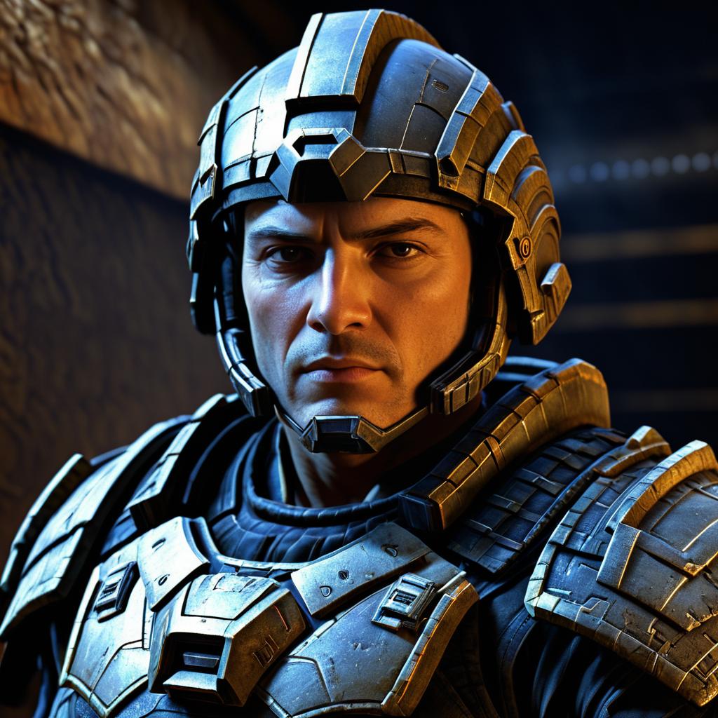 Photorealistic Quake Visor Character Render