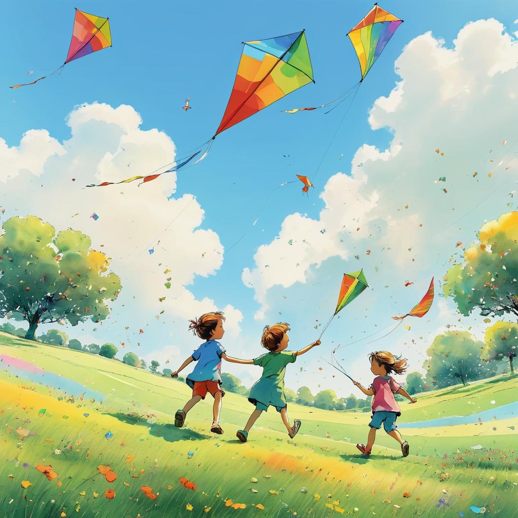 Joyful Kite Flying in a Vibrant Field